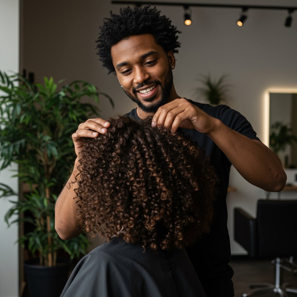 Stylist-Analyzing-Healthy-Curls