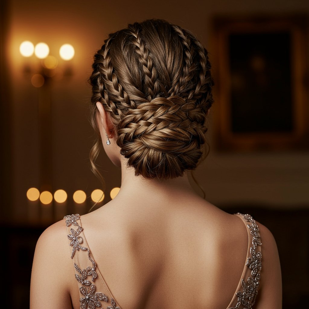 Woman With Elegant Low Braided Bun