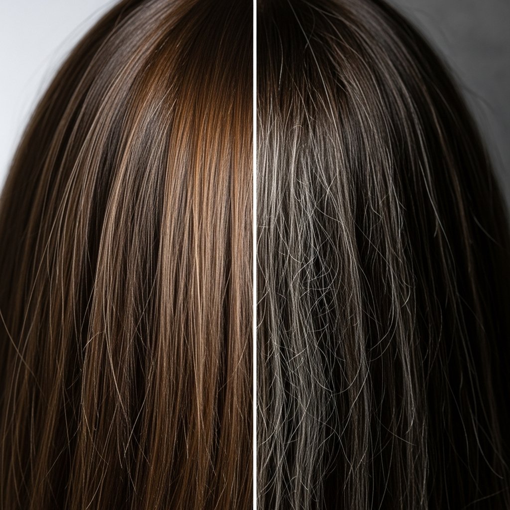 Split Image Healthy Vs Damaged Hair