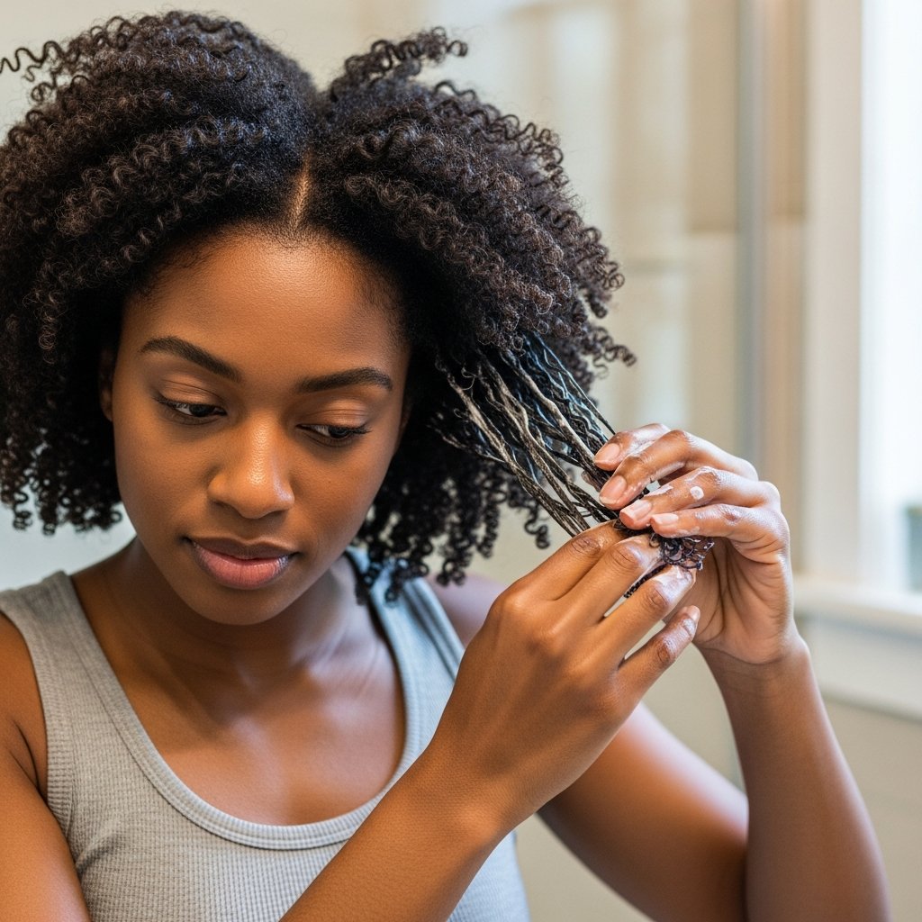 Woman Applying Cream To Curly Hair