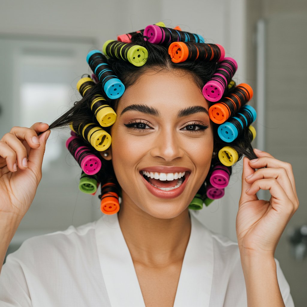 Woman-With-Hair-In-Colorful-Flexi-Rods