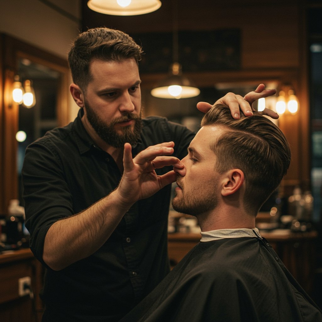 Stylist Analyzing Face Shape