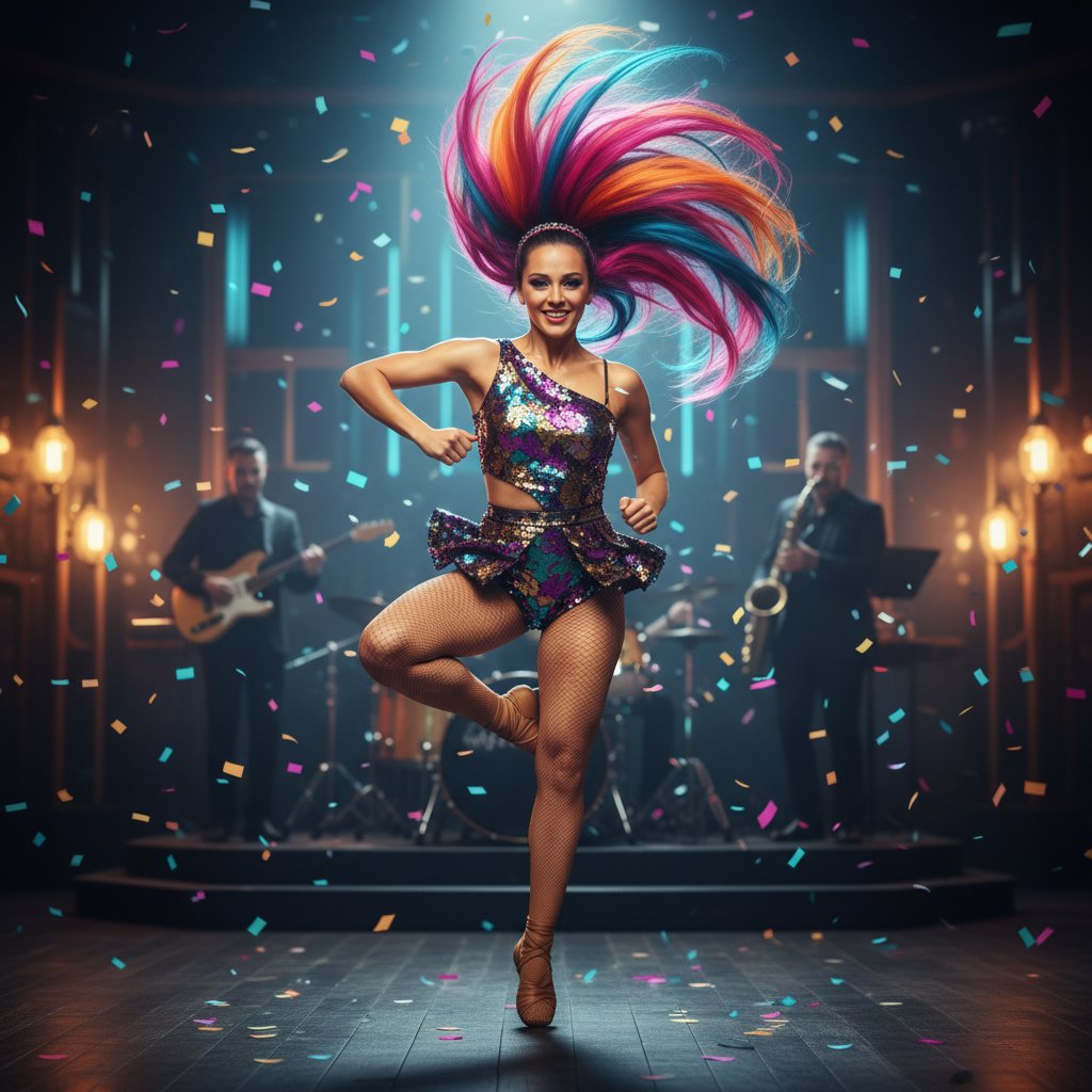 Jazz-Inspired High Ponytails