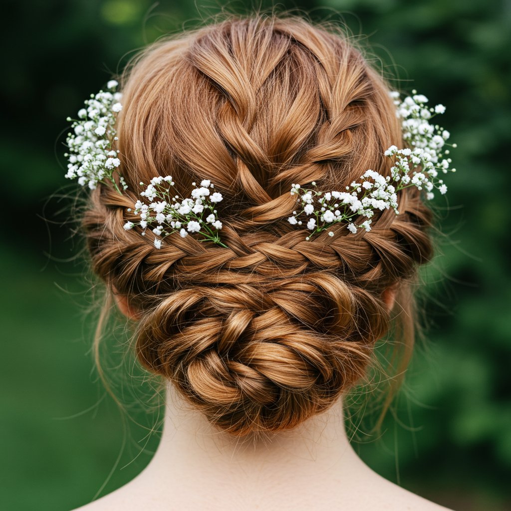 Intricate-Braided-Updo-With-Flowers