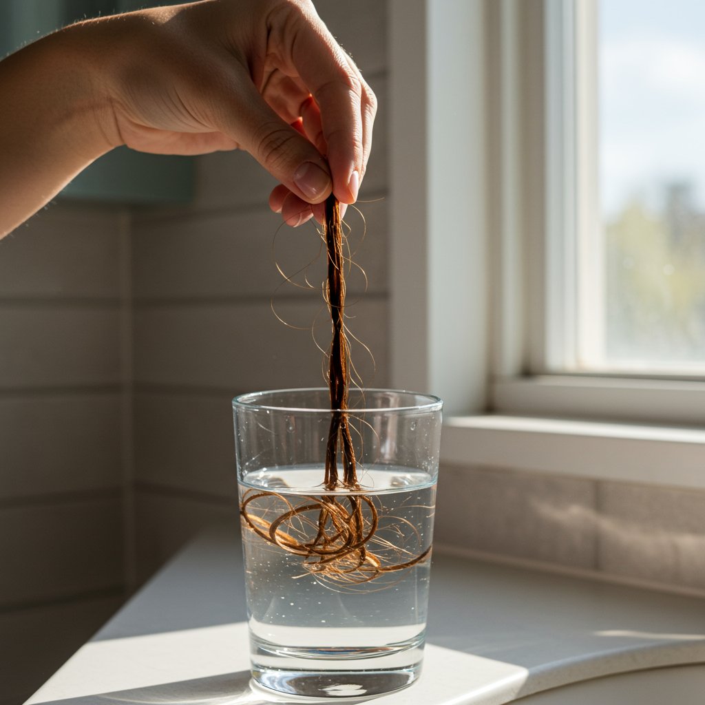 Woman-Performing-Hair-Porosity-Float-Test