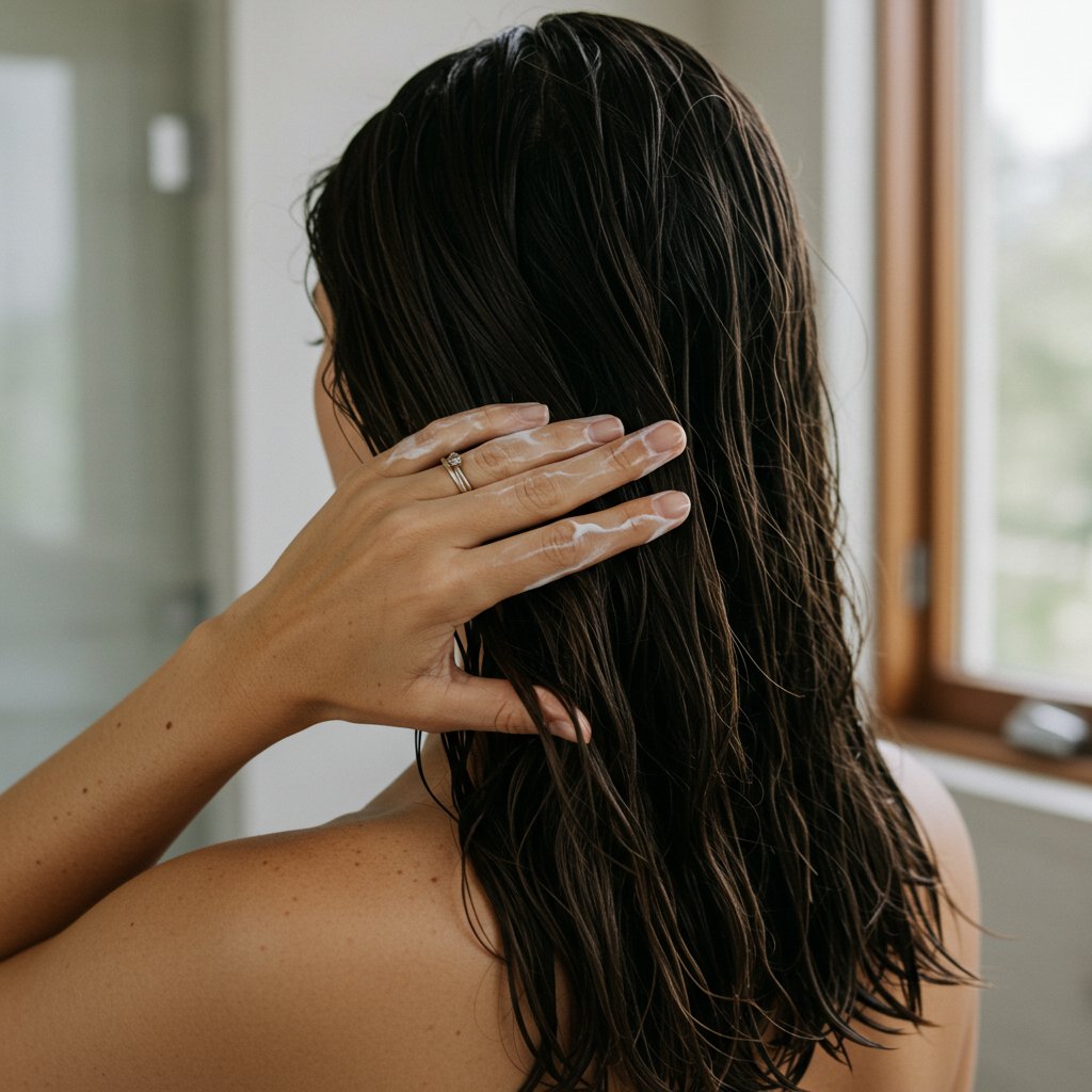 Woman Applying Hair Mask