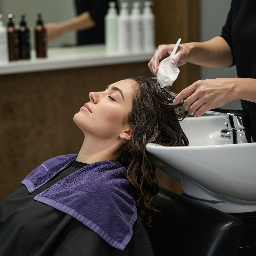 Client Receiving Deep Conditioning Treatment