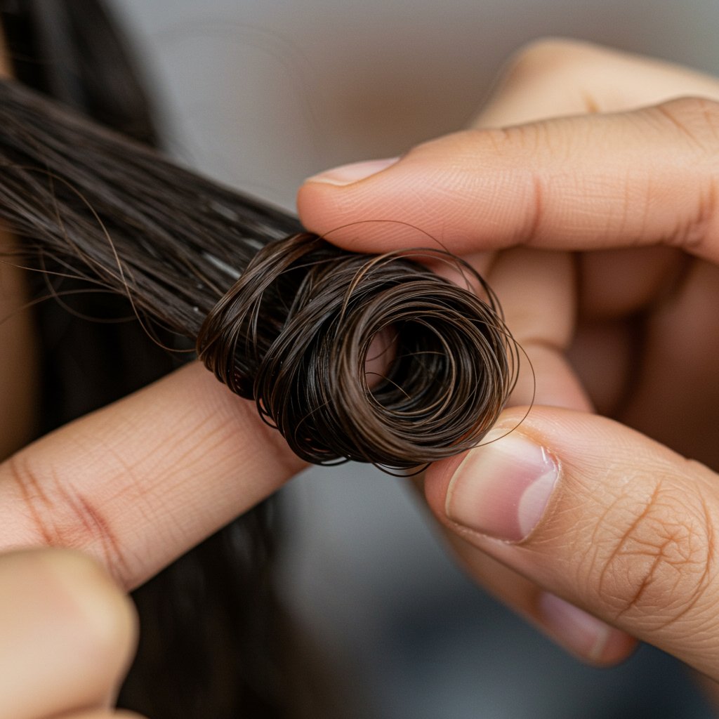 Close Up Finger Coiling Hair