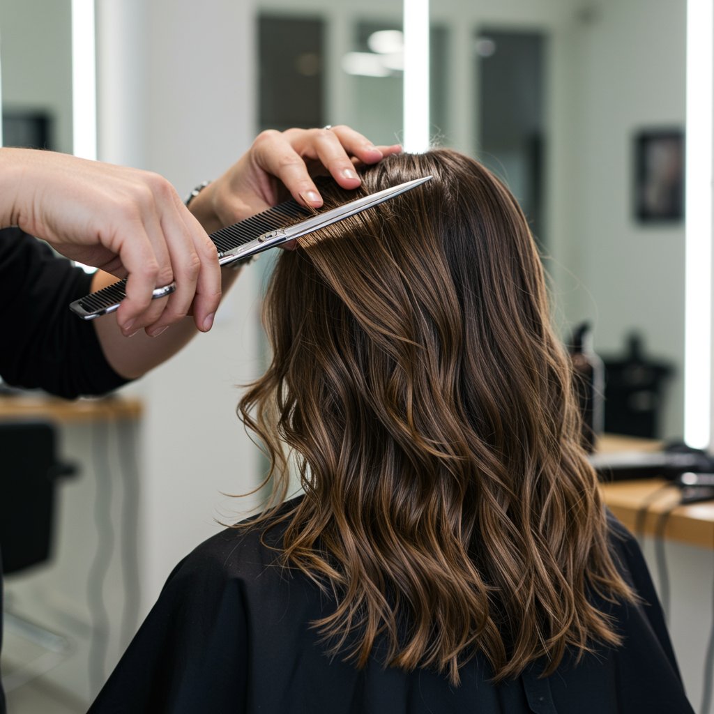 Stylist Cutting Wavy Hair