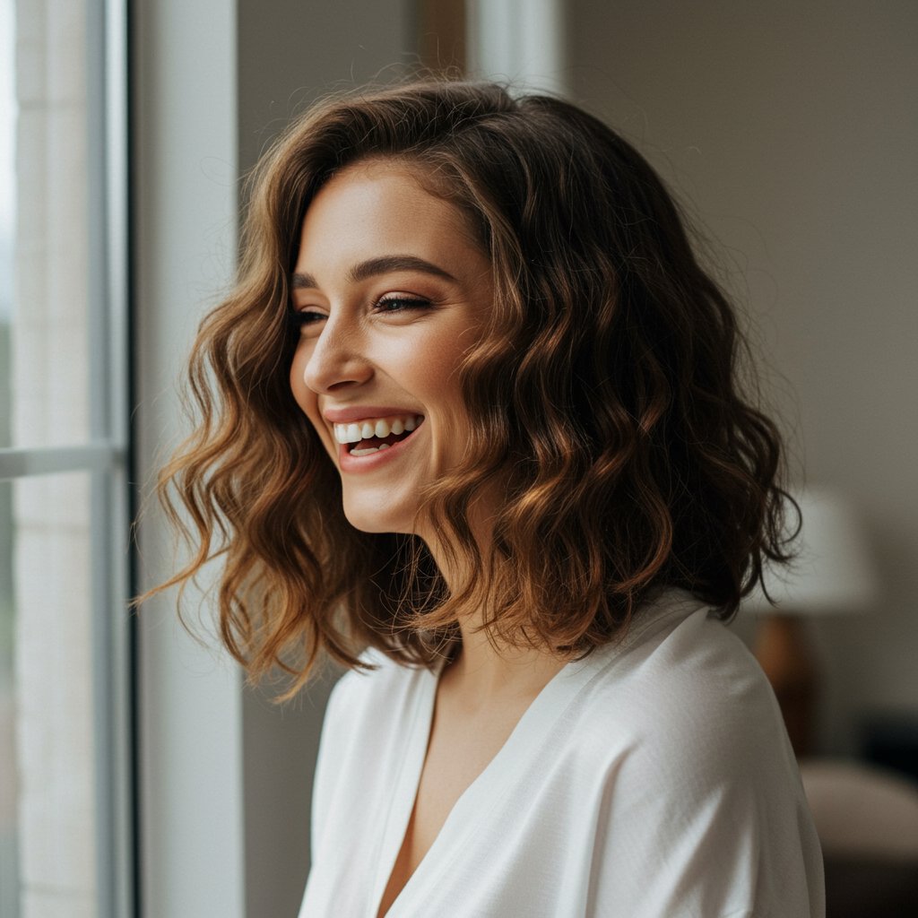 Woman With Defined Wavy Hair