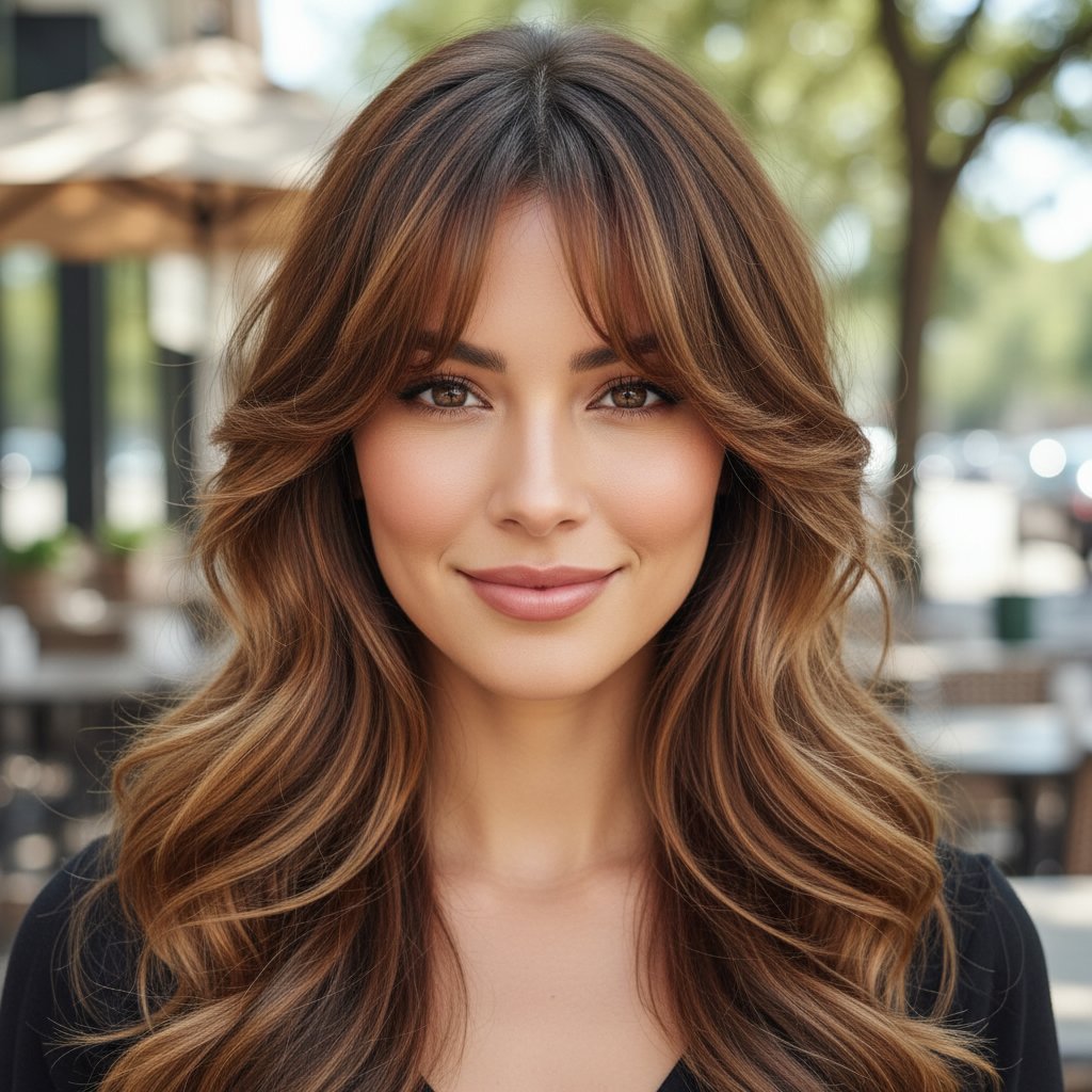 Long Layers with Curtain Bangs