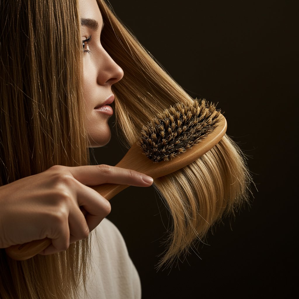 Boar-Bristle-Brush-Creating-Shine-On-Hair