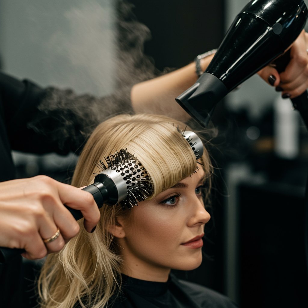 Hairstylist-Performing-Blowout-With-Round-Brush