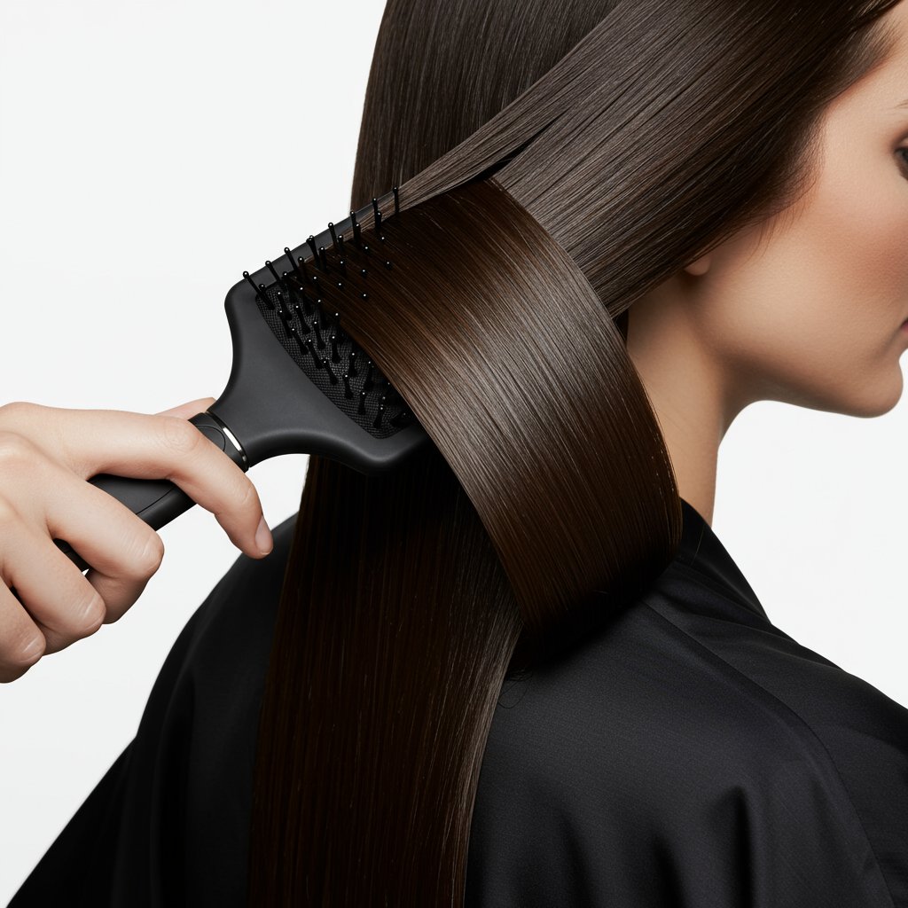 Stylist-Using-Paddle-Brush-On-Long-Hair