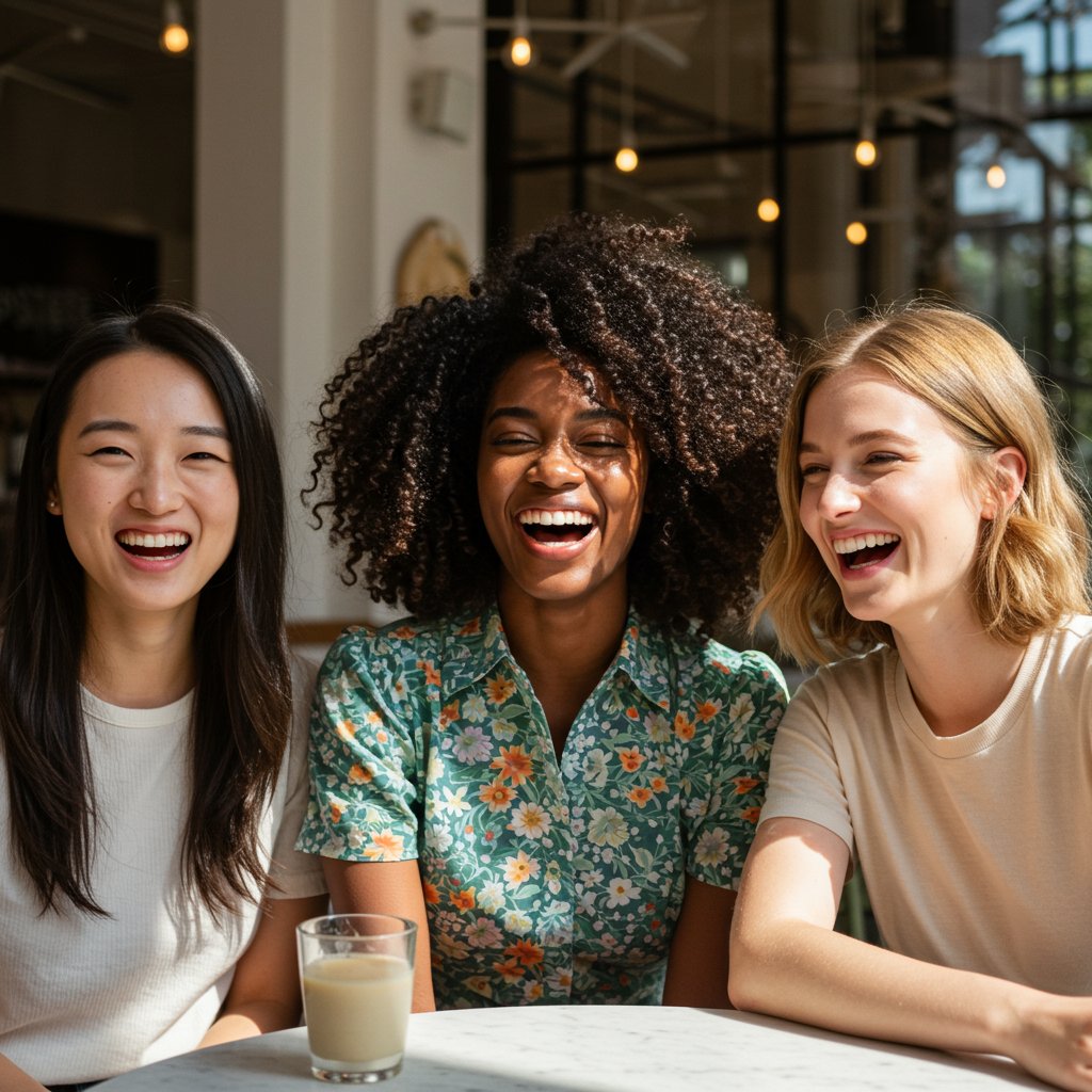 Diverse Women With Butterfly Haircut