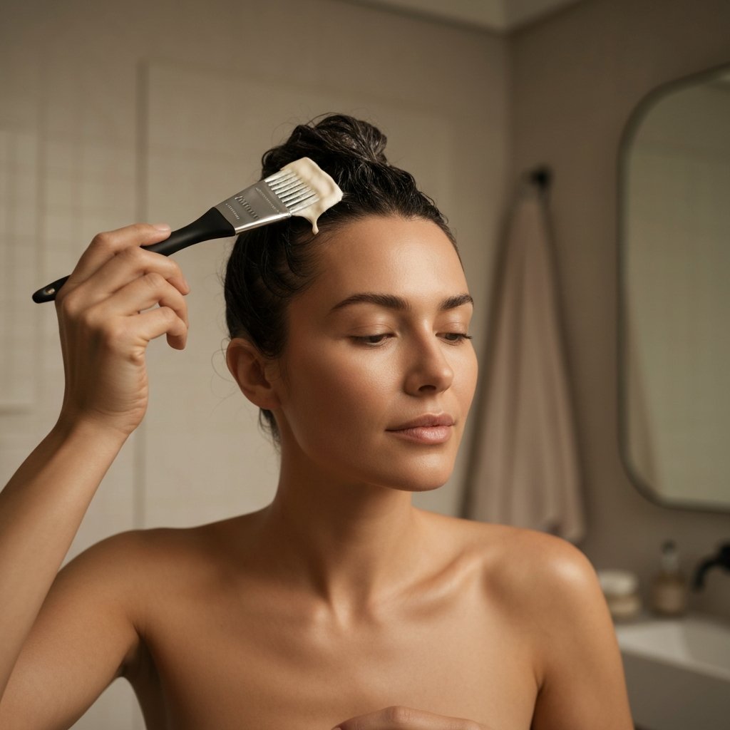 Woman Applying Hair Mask