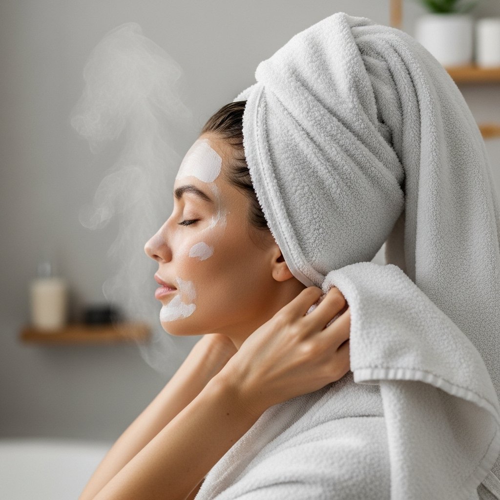 Woman With Warm Towel On Hair