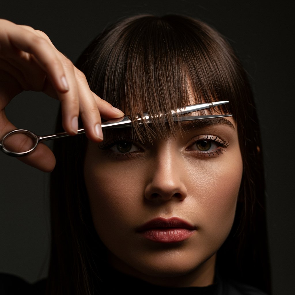 Woman Point Cutting Curtain Bangs