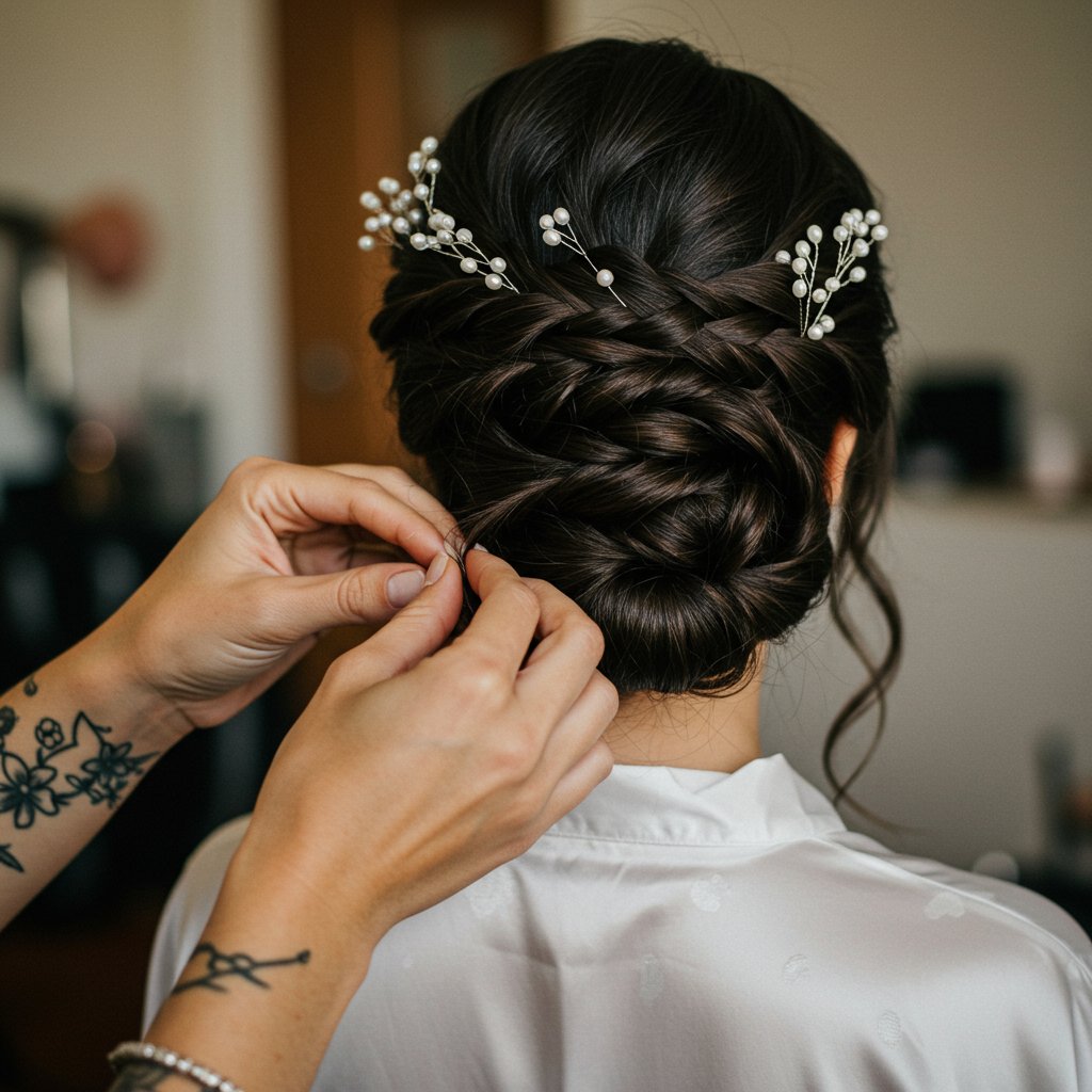 Accessorized Pearl Adorned Hairstyle