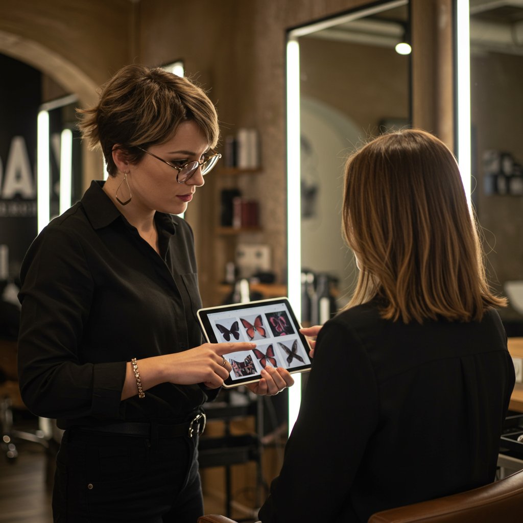 Client And Stylist Salon Consultation