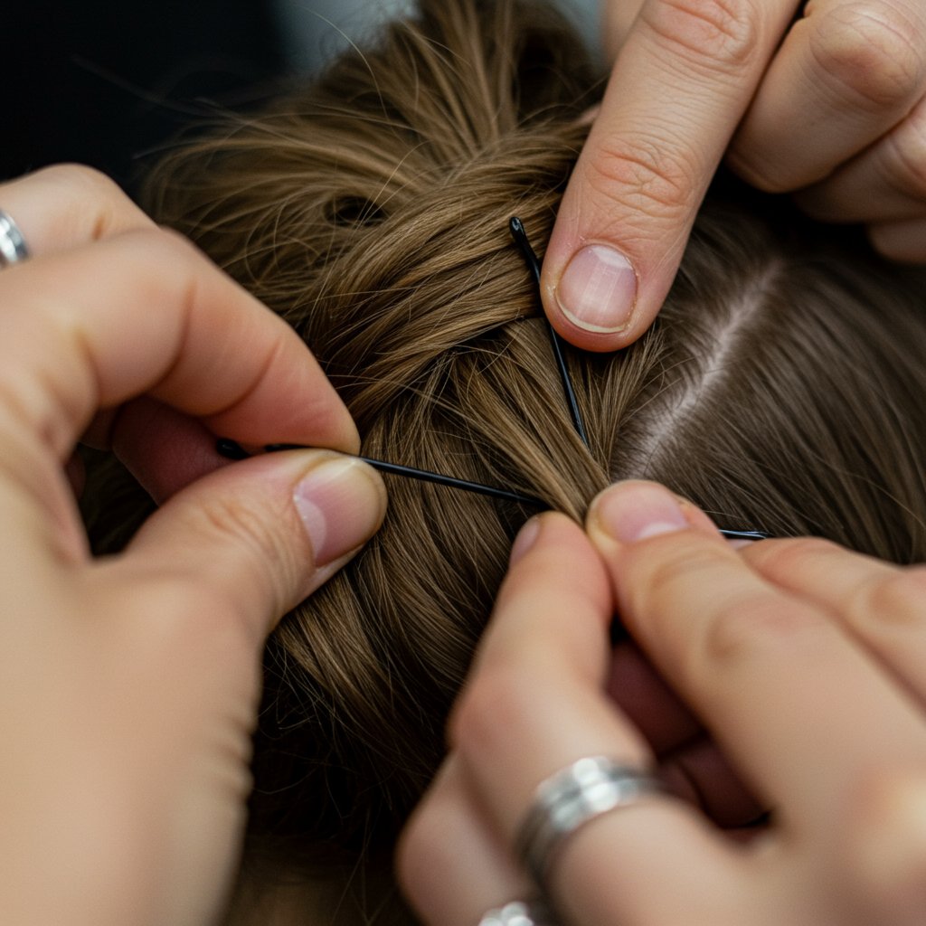 Stylist-Securing-Updo-With-Bobby-Pin