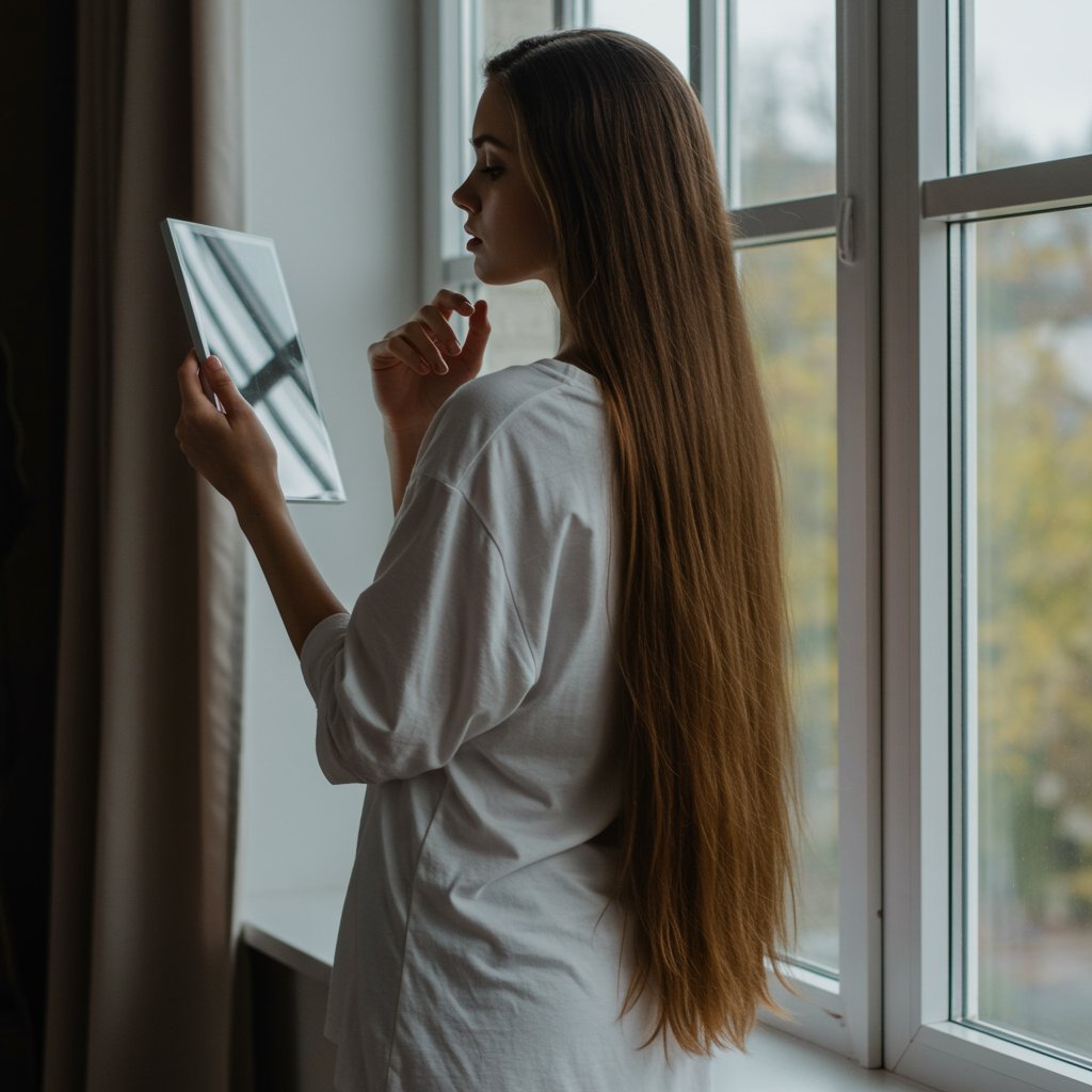 Woman-With-Long-Hair-Contemplating-Updo