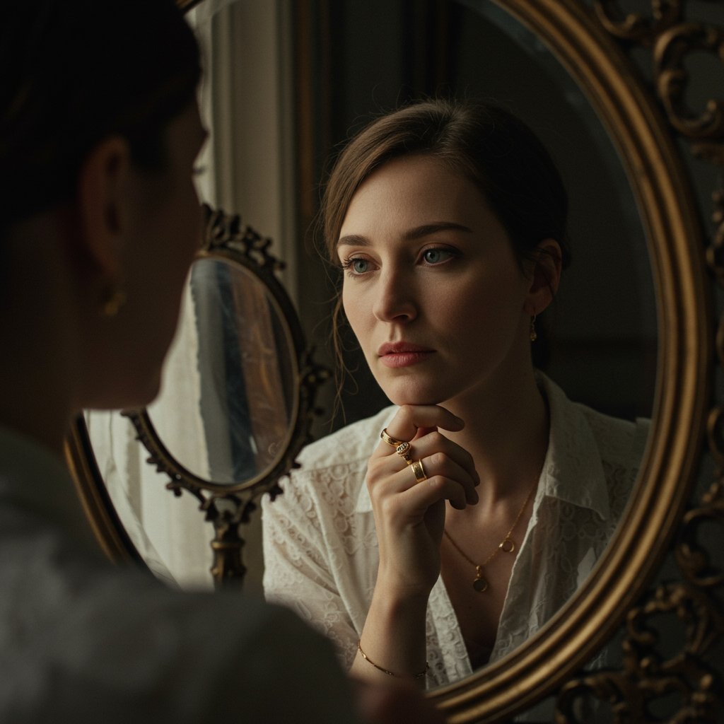 Woman Contemplating Hair Change