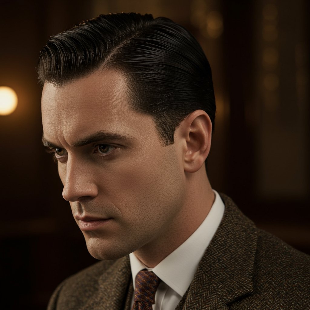 1920S Slicked Back Side Part Haircut