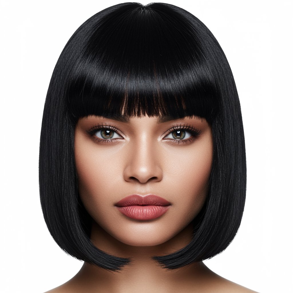Woman With Perfect Blunt Bangs
