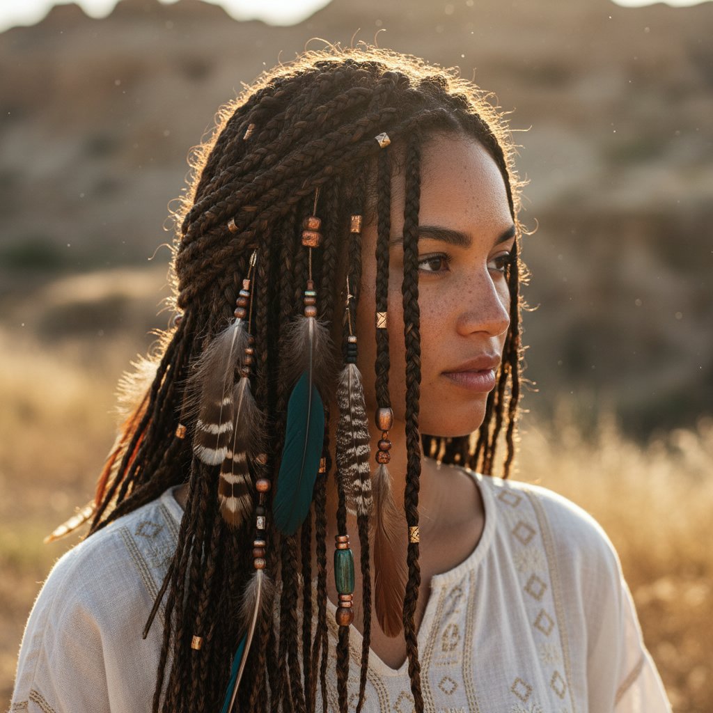 Boho Braids and Feathers