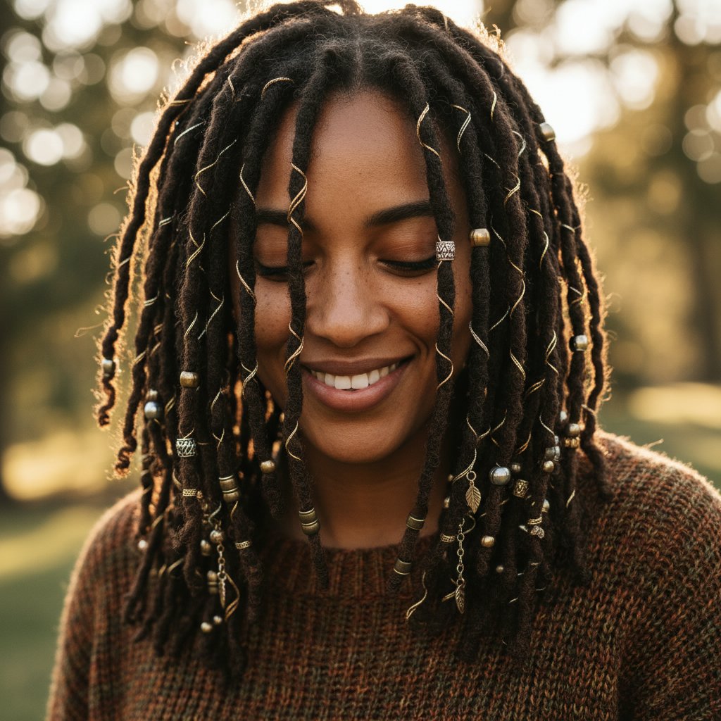 Dreadlocks with Metallic Threads