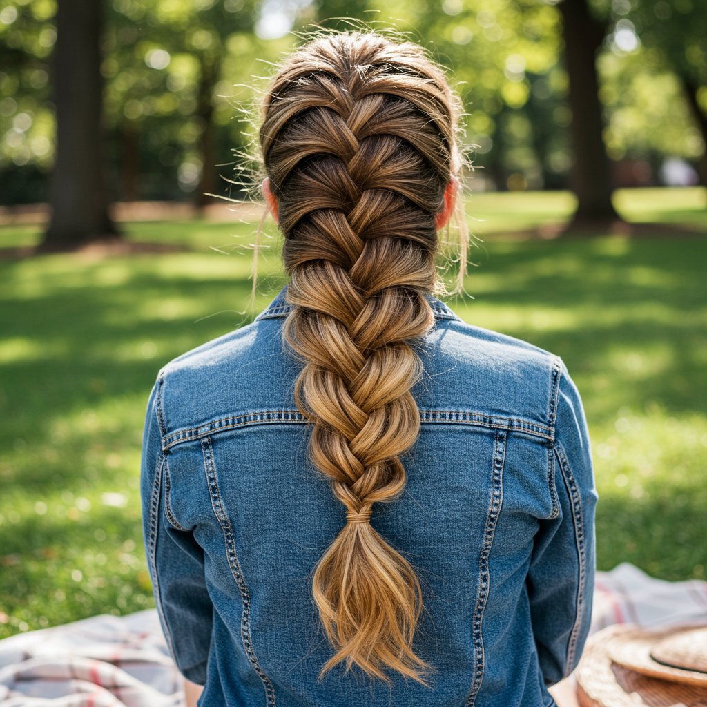 Messy Pancaked Fishtail Braid Over Shoulder