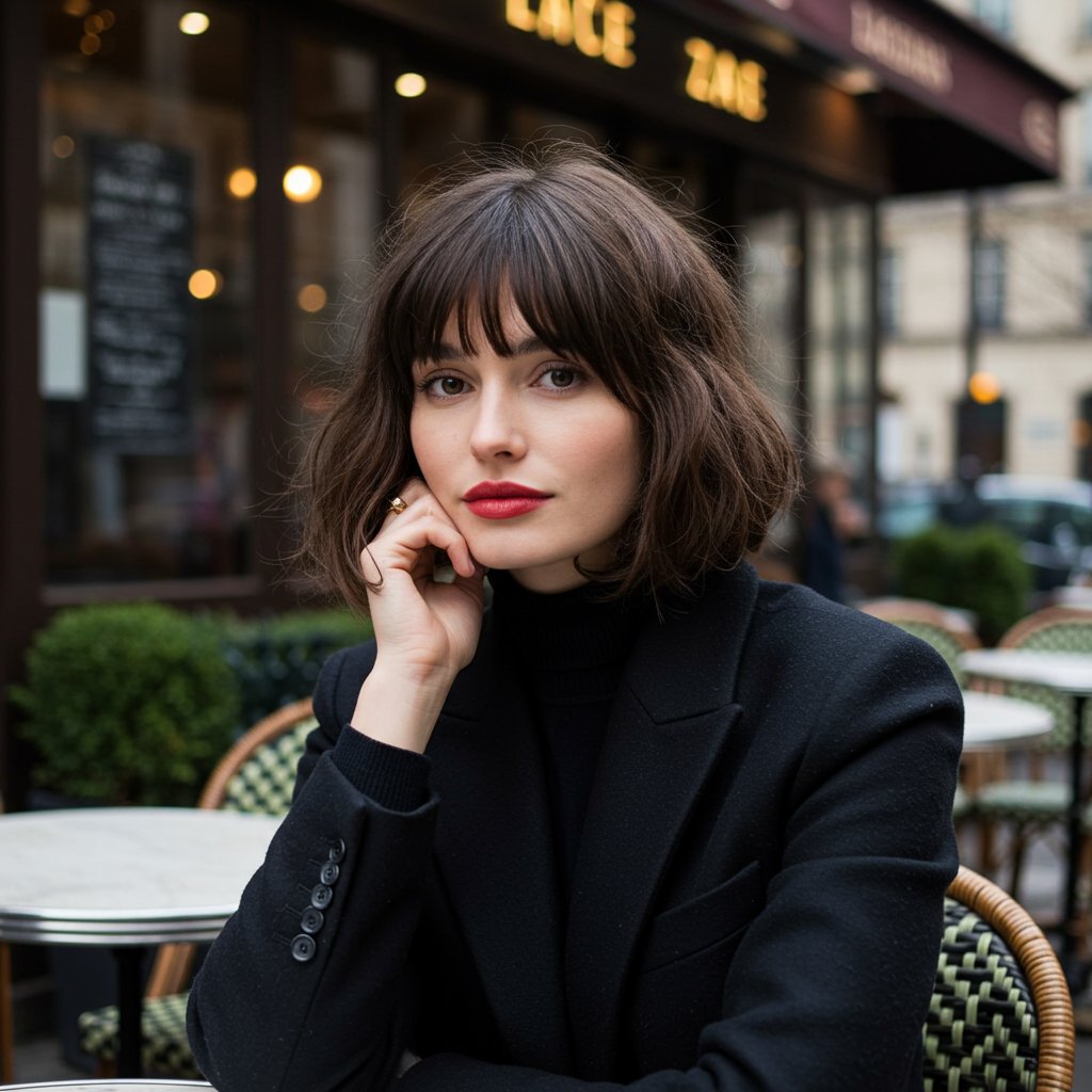 Chic-Woman-With-French-Bob-At-Paris-Cafe