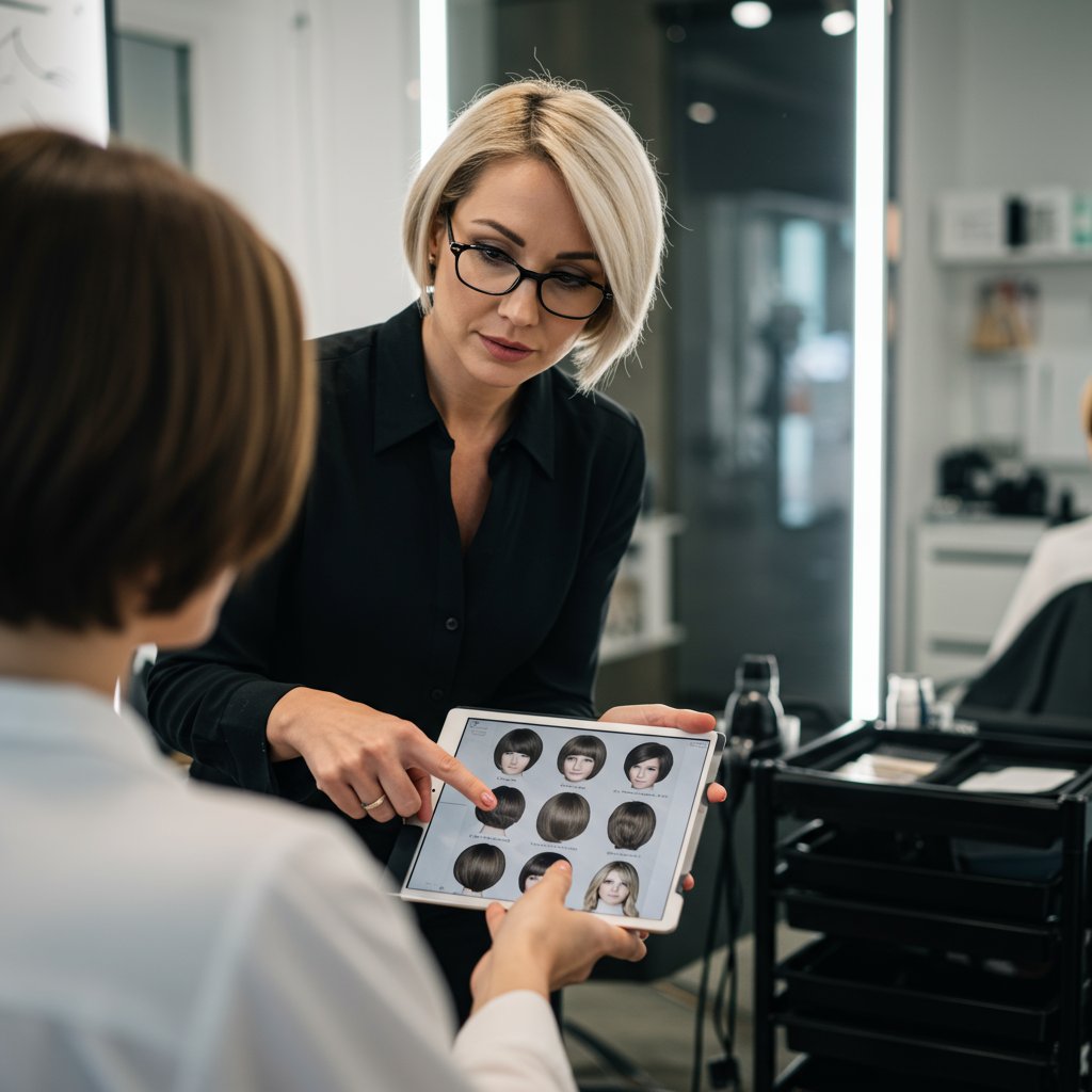 Stylist-Consulting-With-Client-About-Bob