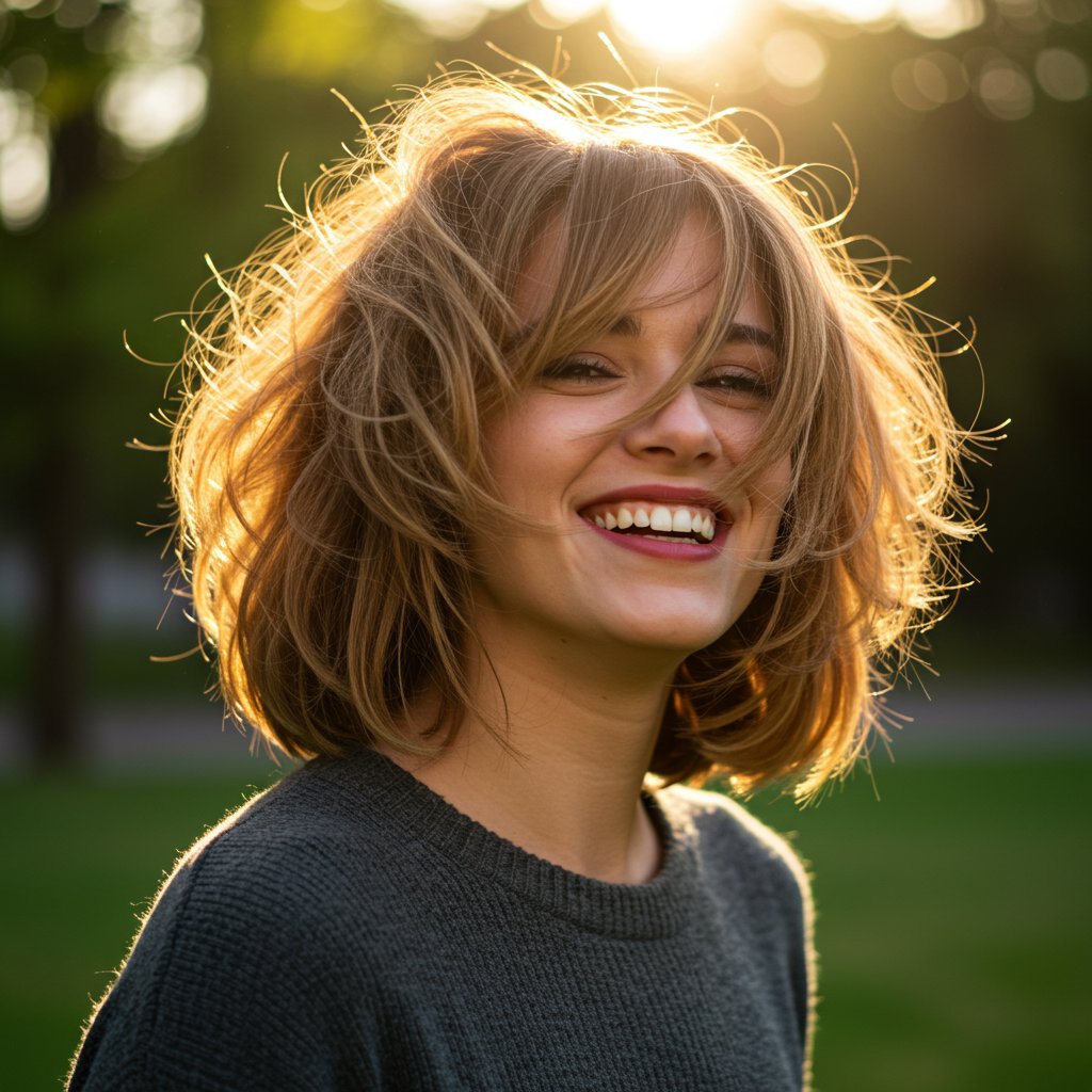 Woman-Tossing-Her-Textured-Layered-Bob