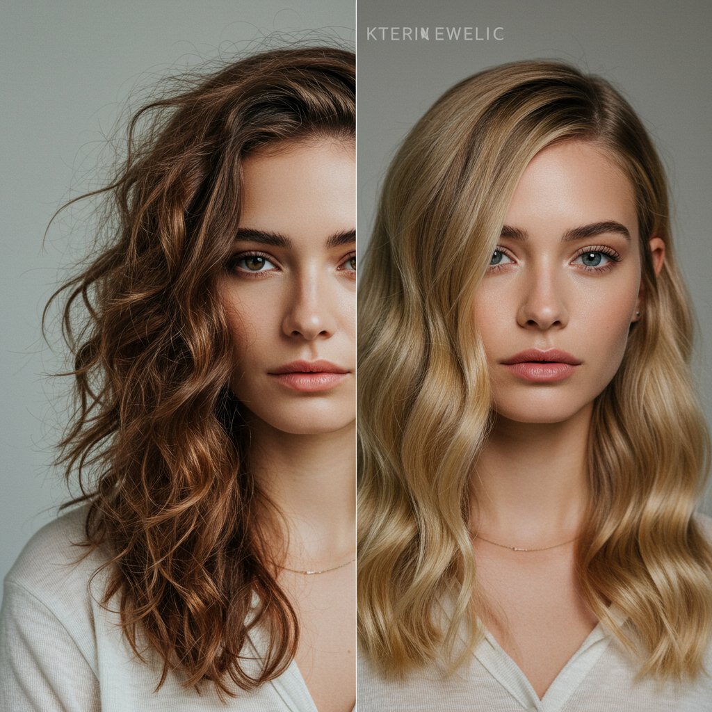 Flat-Iron-Vs-Curling-Wand-Waves-Split-Screen