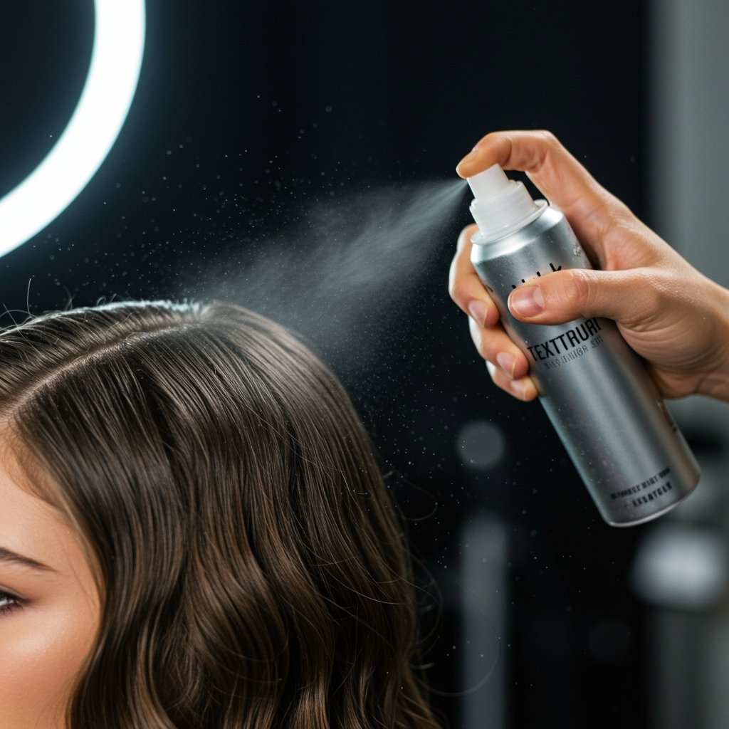 Stylist-Applying-Texture-Spray-To-Waves