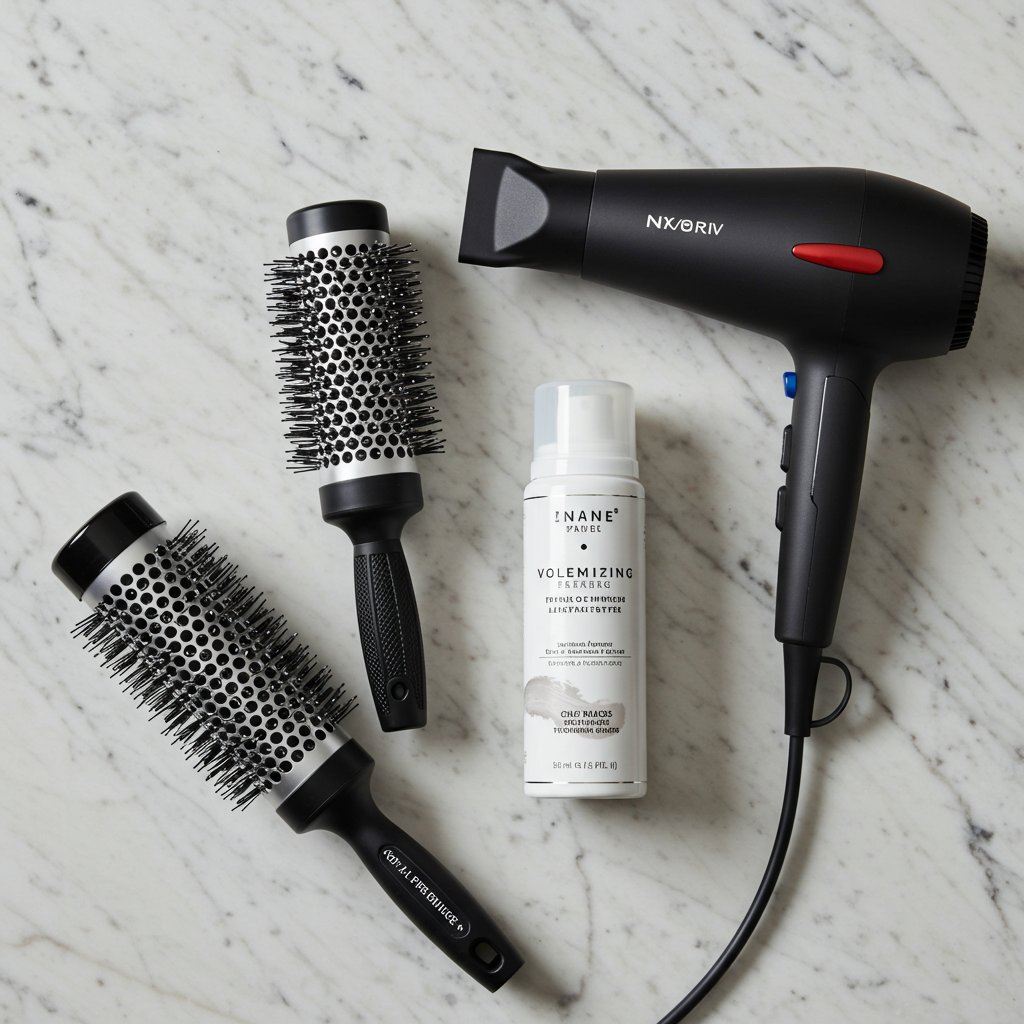 Flat Lay Of Hair Styling Tools