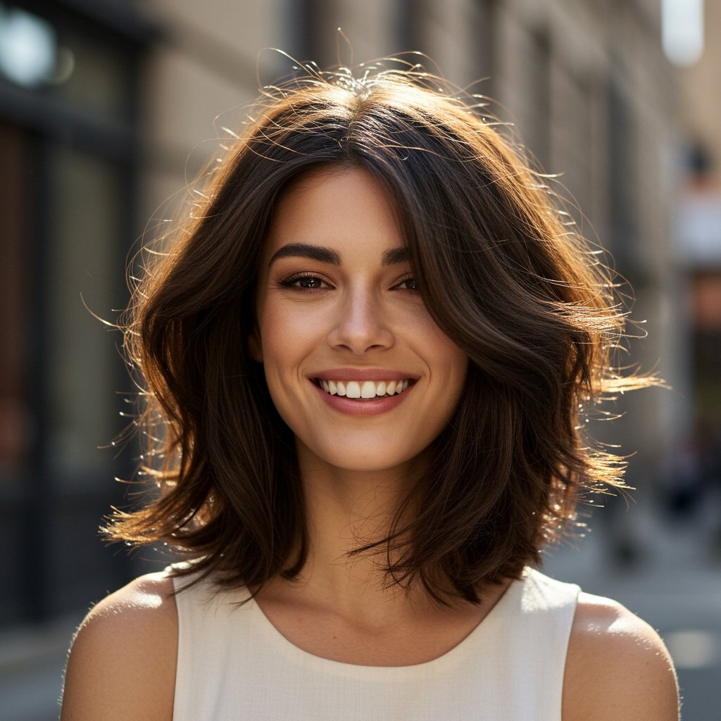 Woman With Perfect Butterfly Haircut Intro