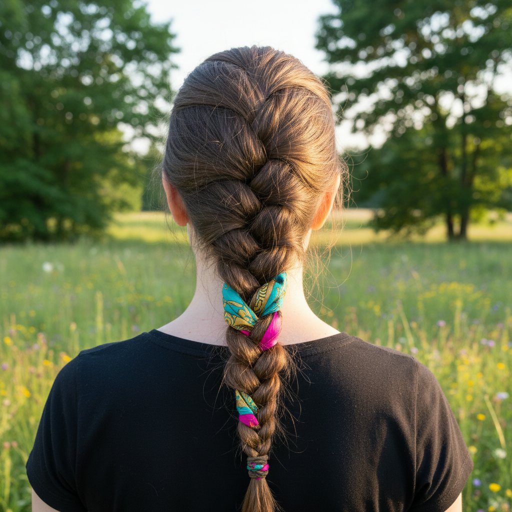 French Braid with Ribbon