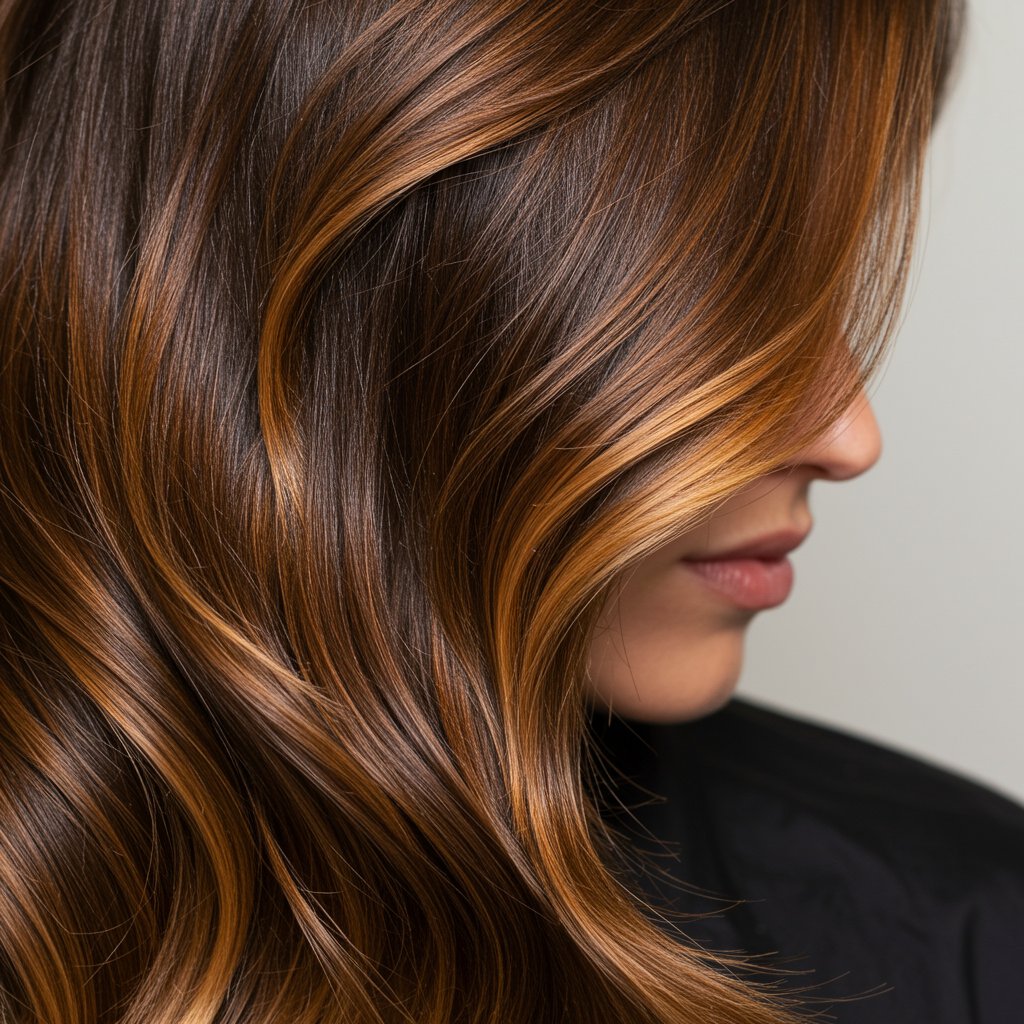 Brunette Balayage Dimension Closeup