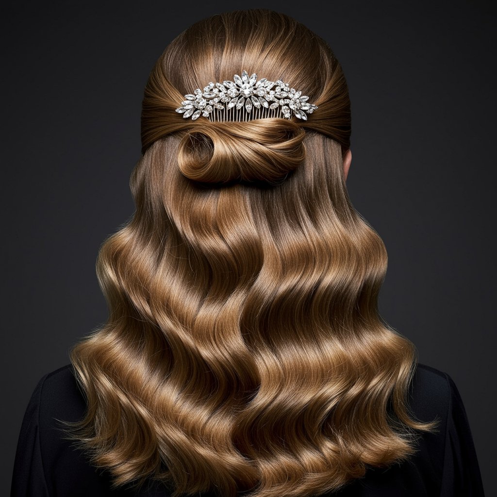 Glamorous Voluminous Half Up With Jewels