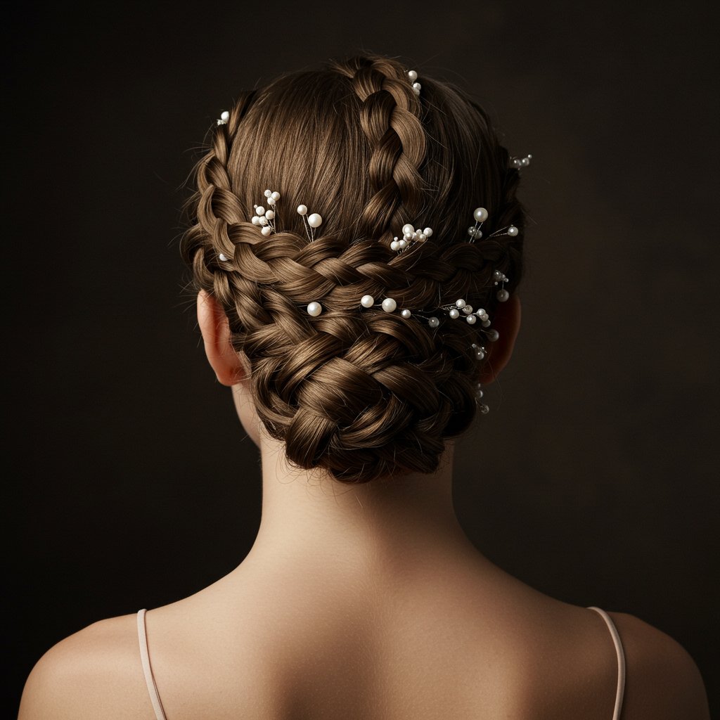 Woman-At-Gala-With-Glamorous-Braided-Updo