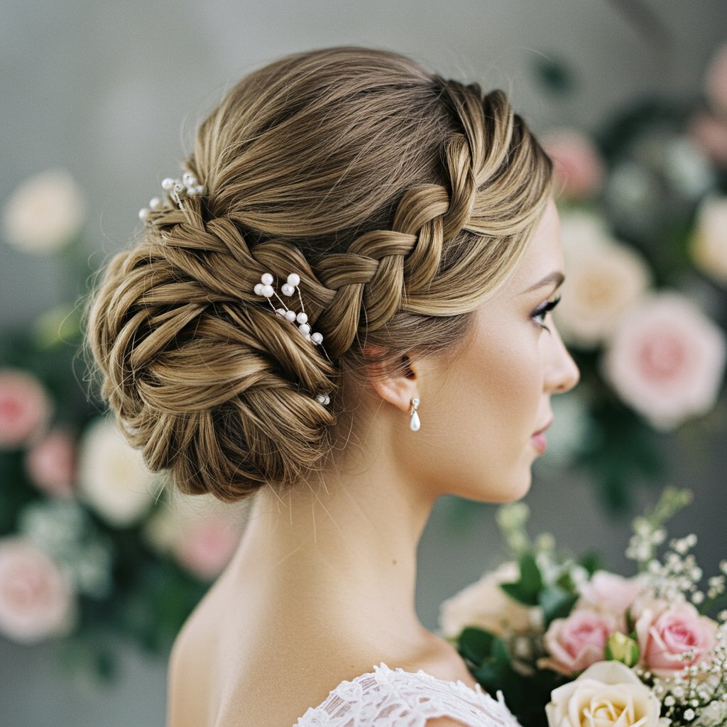 Bride With Romantic Fishtail Updo