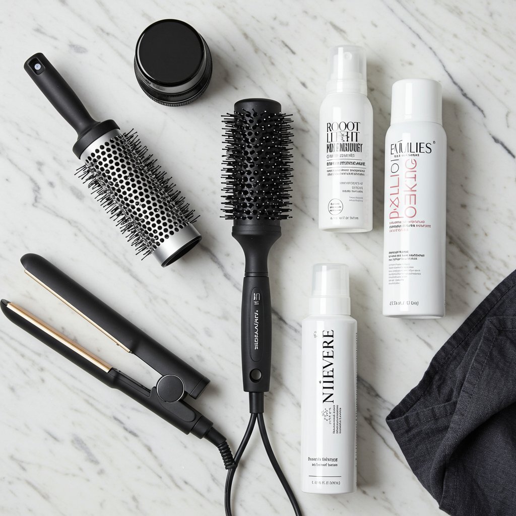 Butterfly Haircut Styling Tools Flatlay