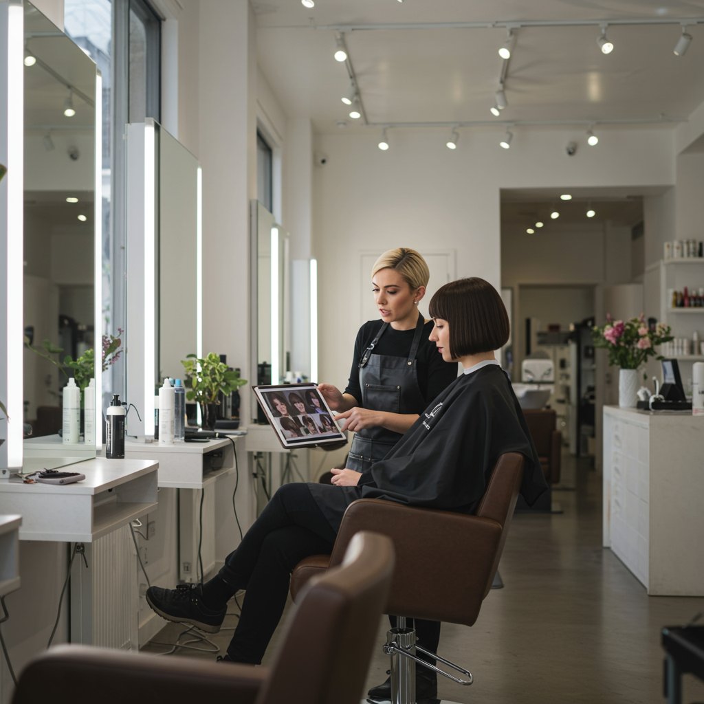 Stylist-And-Client-Viewing-Tablet