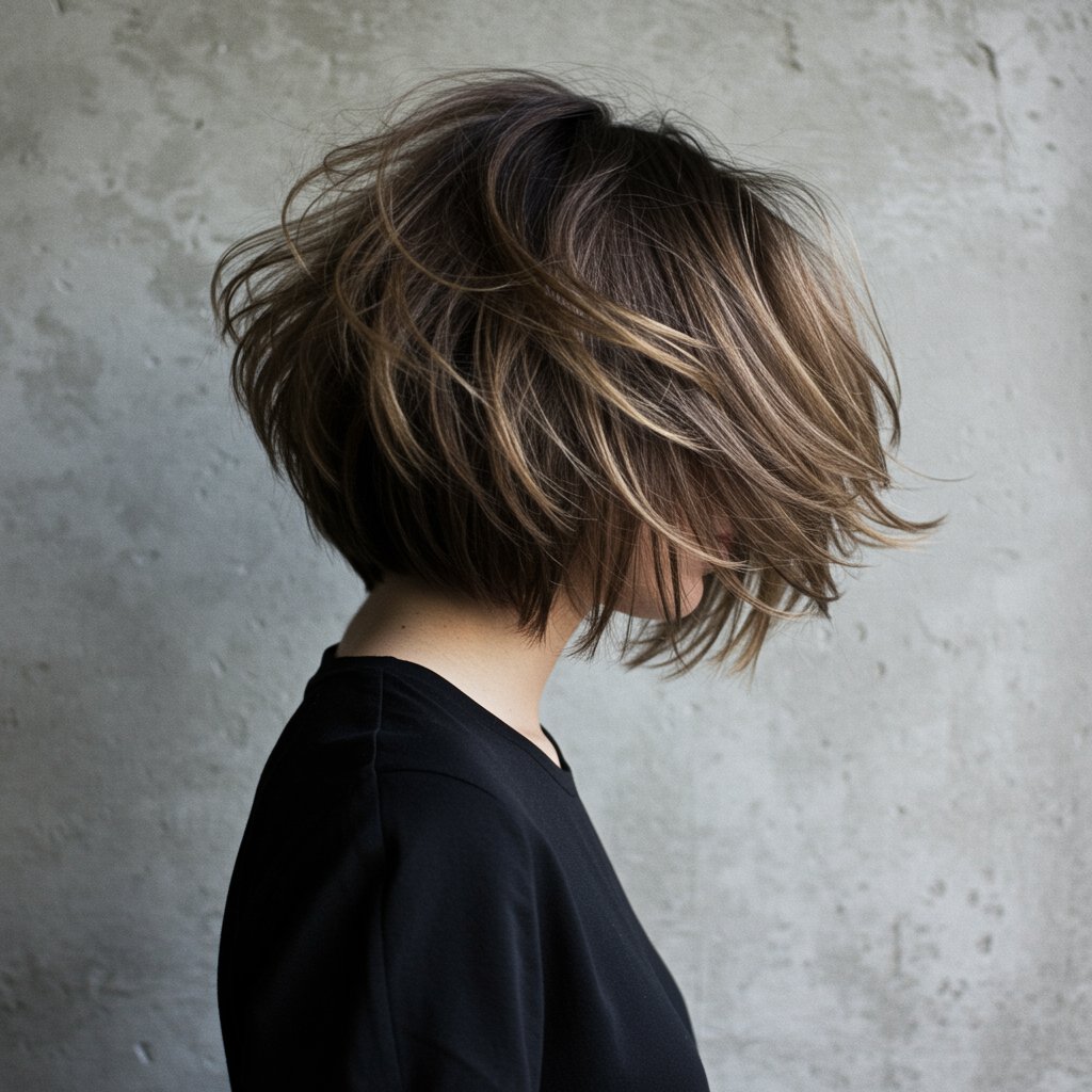 Woman-Showing-Layered-Bob-Movement