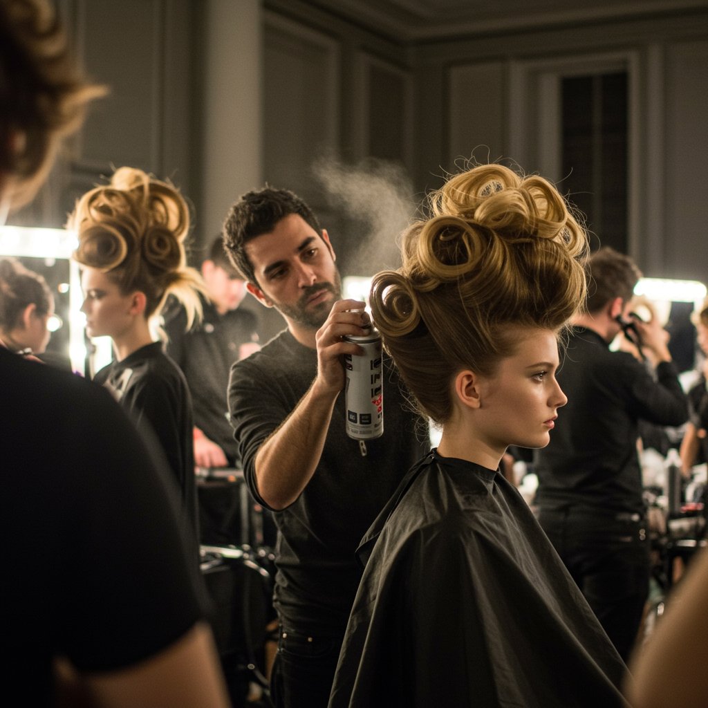 Backstage Fashion Show Hair Styling