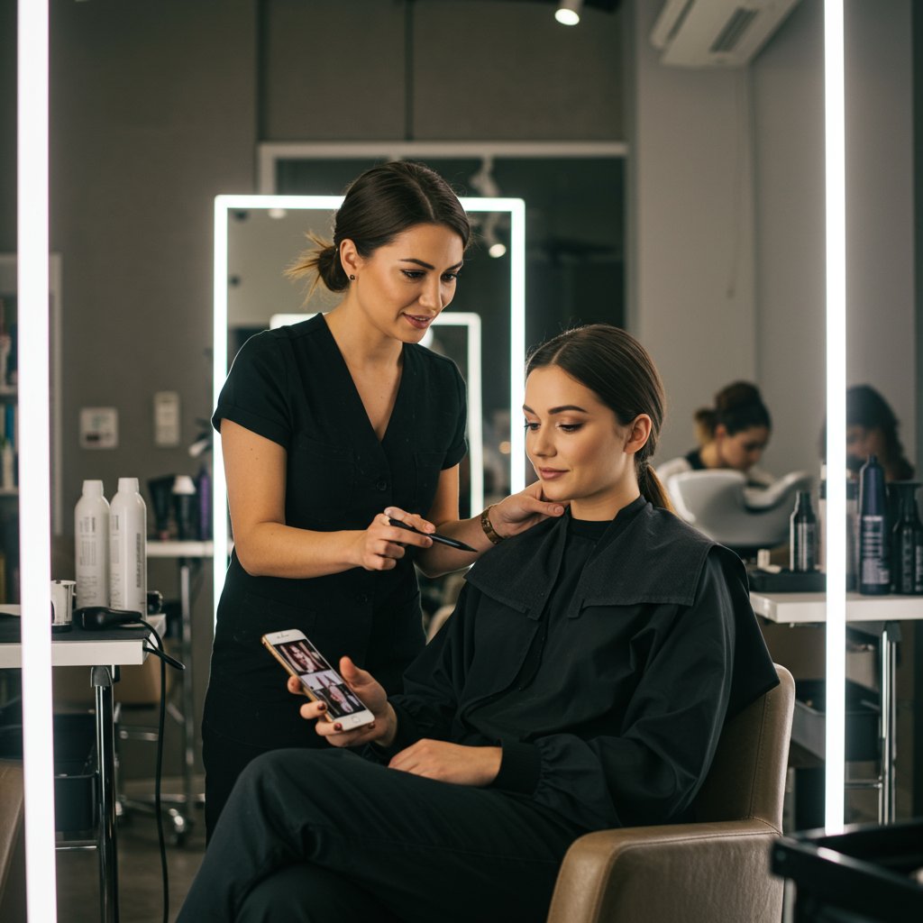 Stylist Consulting With Client In Salon