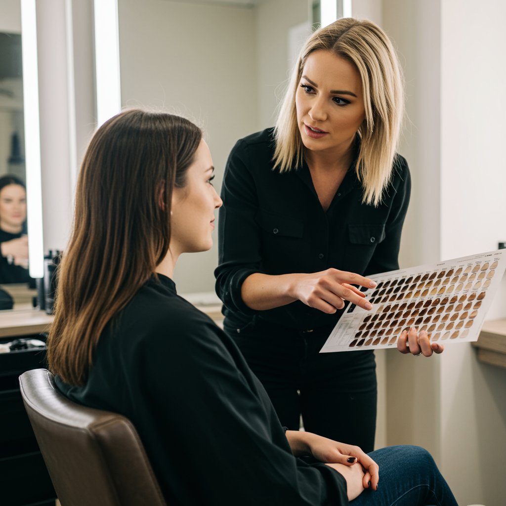 Client Consulting With Hairstylist